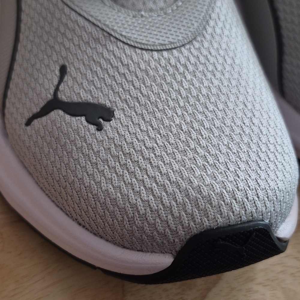 Men's Puma Light Gray Mesh Athletic Sneakers with Black Logo - Picture 4 of 10